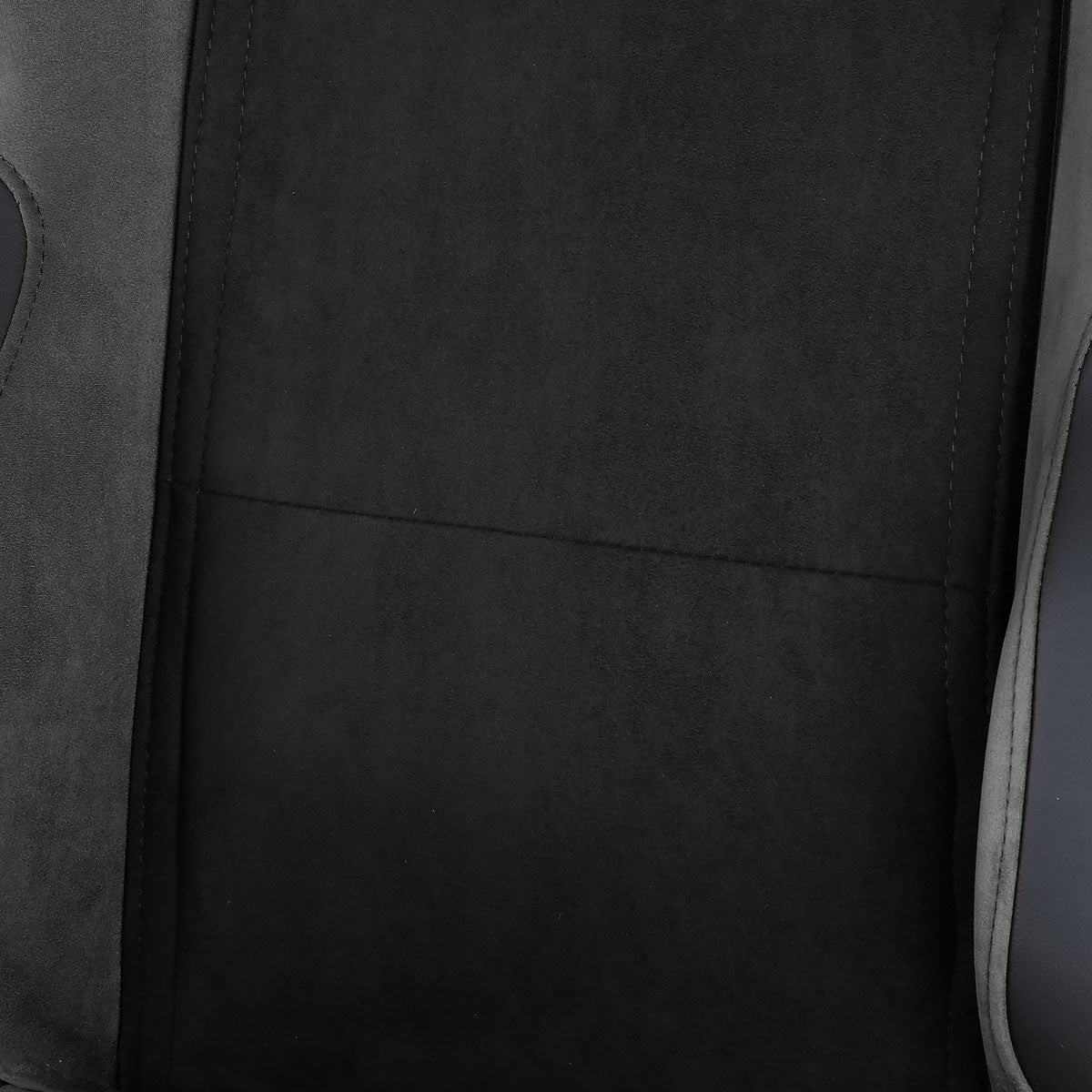 Fully Reclinable Black Suede Stitch Bucket Racing Seat w/ Sliders - Passenger Side Only