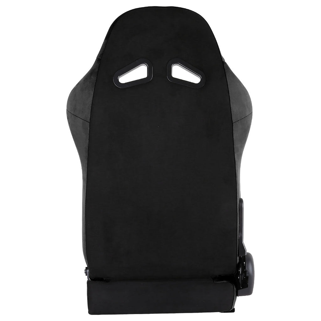 Fully Reclinable Black Suede Stitch Bucket Racing Seat w/ Sliders - Passenger Side Only