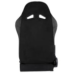 Fully Reclinable Black Suede Stitch Bucket Racing Seat w/ Sliders - Passenger Side Only