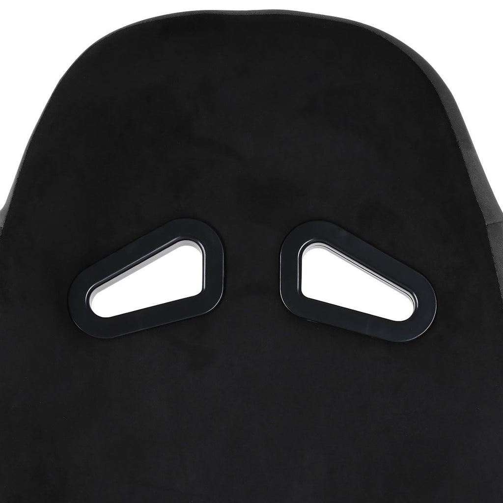Fully Reclinable Black Suede Stitch Bucket Racing Seat w/ Sliders - Passenger Side Only