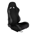 Fully Reclinable Black Suede Stitch Bucket Racing Seat w/ Sliders - Passenger Side Only