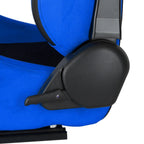 Fully Reclinable Blue Suede Bucket Racing Seat w/ Sliders - Driver Side Only