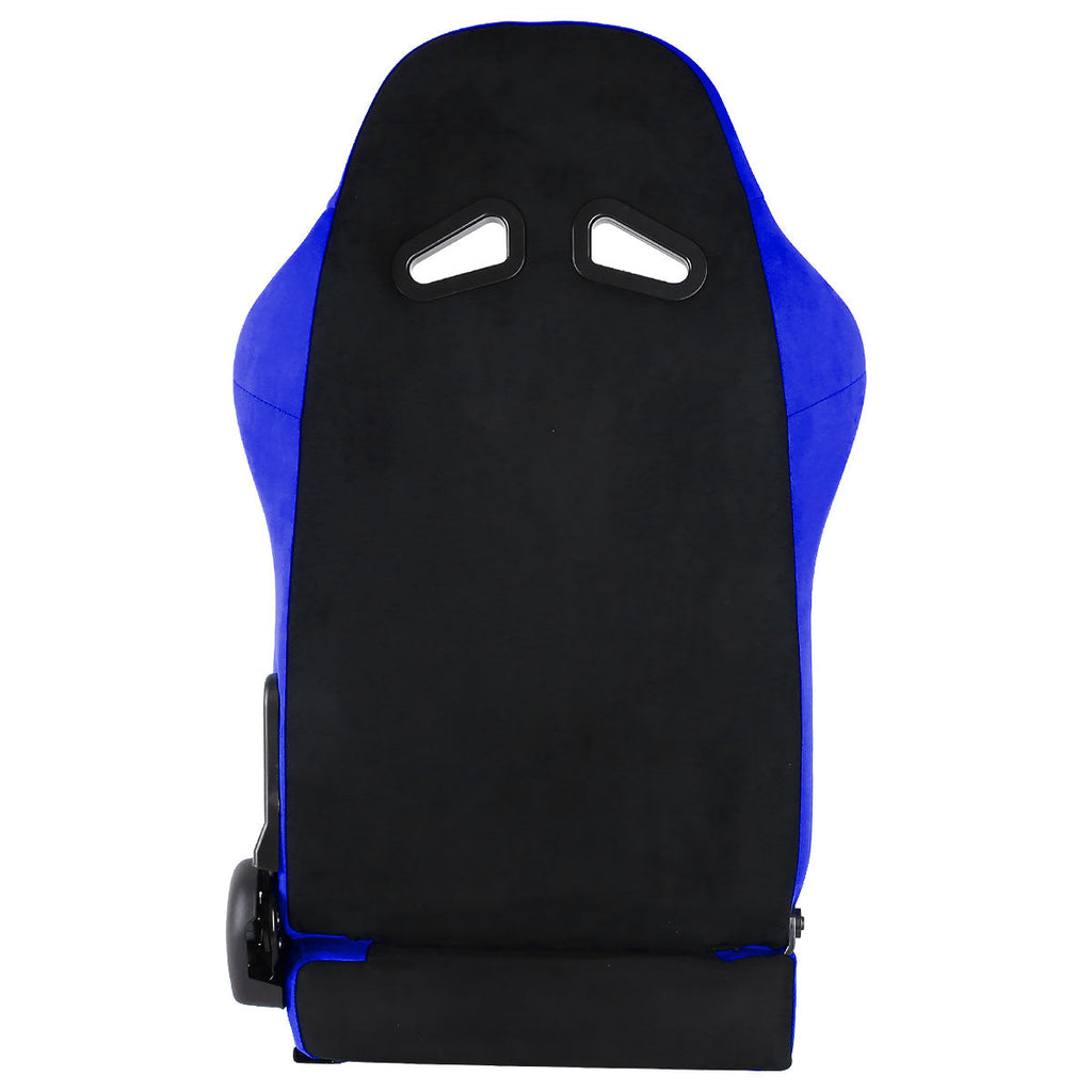 Fully Reclinable Blue Suede Bucket Racing Seat w/ Sliders - Driver Side Only