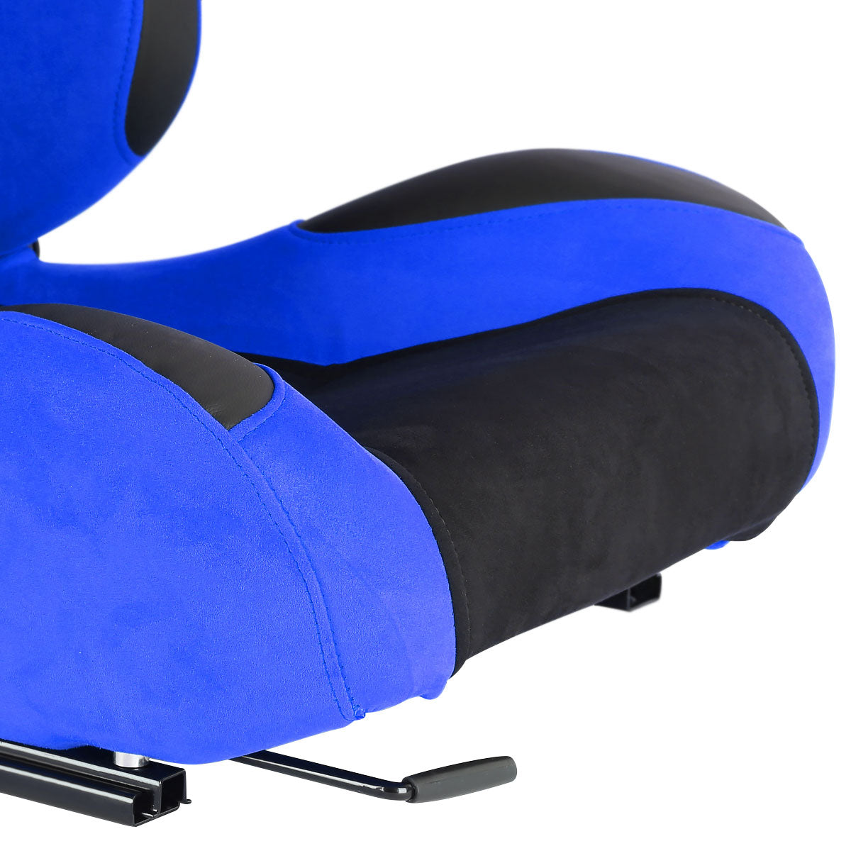 Fully Reclinable Blue Suede Bucket Racing Seat w/ Sliders - Passenger Side Only