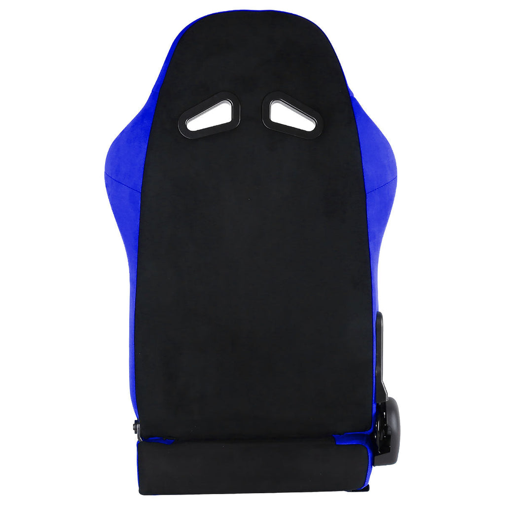 Fully Reclinable Blue Suede Bucket Racing Seat w/ Sliders - Passenger Side Only