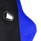 Fully Reclinable Blue Suede Bucket Racing Seat w/ Sliders - Passenger Side Only