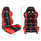 Fully Reclinable Red Suede Bucket Racing Seat w/ Sliders - Passenger Side Only
