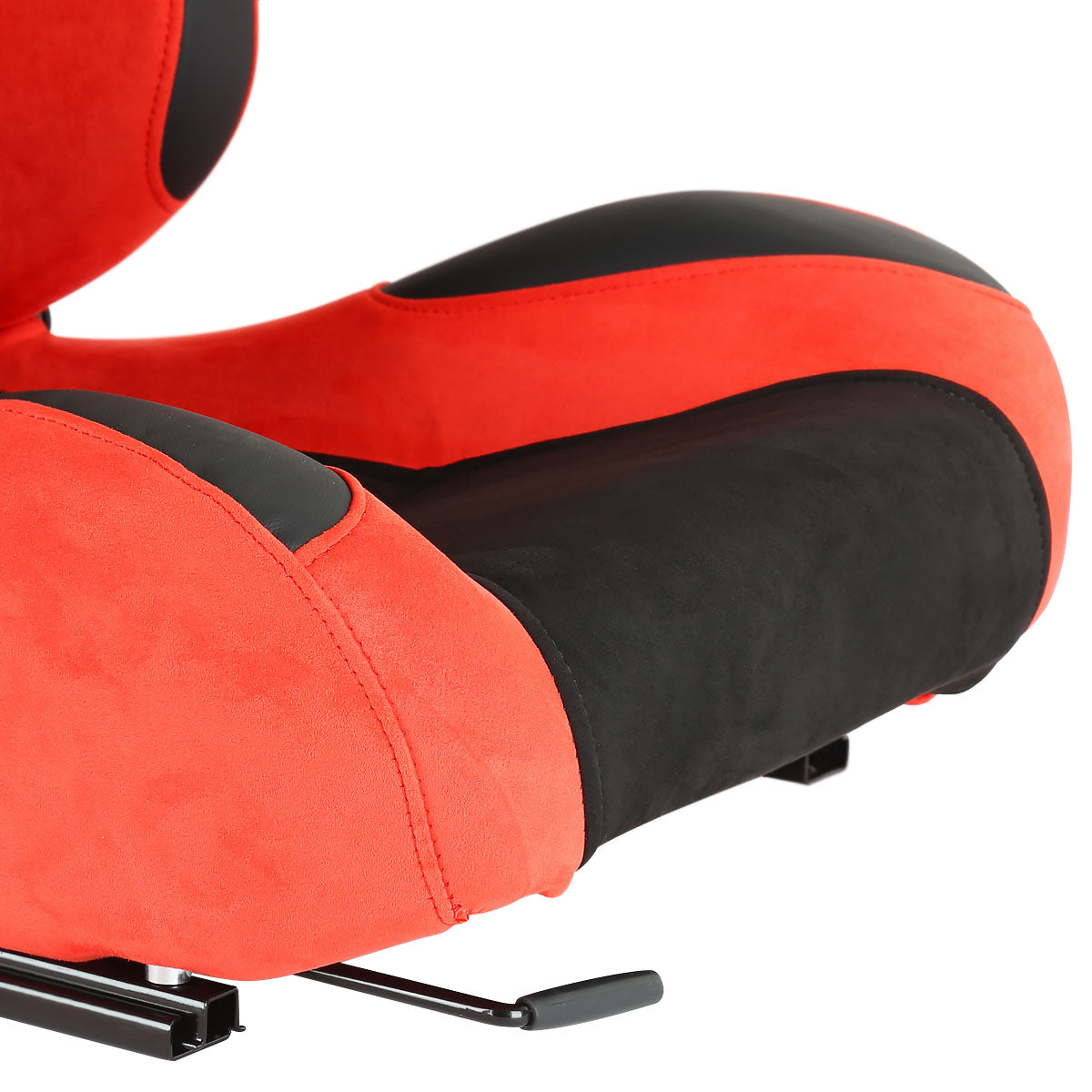 Fully Reclinable Red Suede Bucket Racing Seat w/ Sliders - Passenger Side Only
