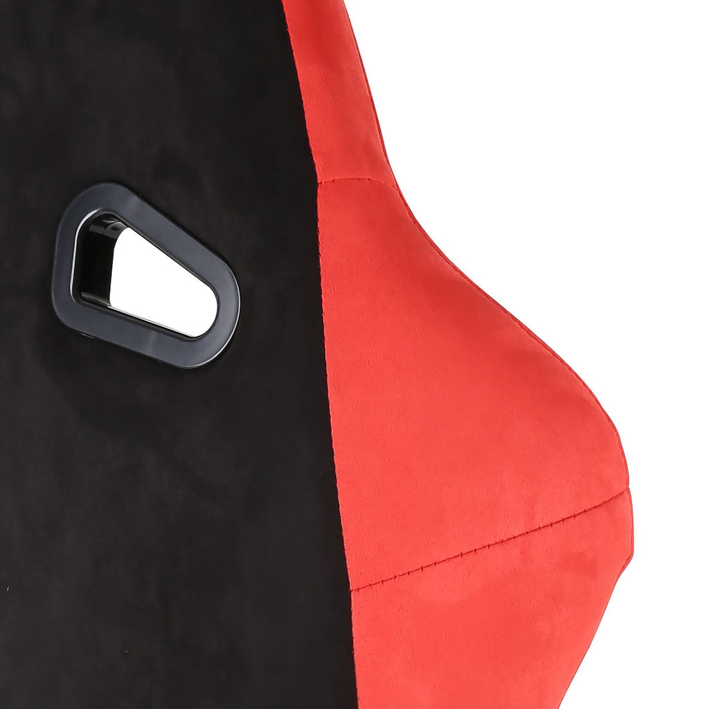 Fully Reclinable Red Suede Bucket Racing Seat w/ Sliders - Passenger Side Only
