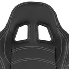 Fully Reclinable Black PVC Leather Bucket Racing Seat w/ Sliders - Driver Side Only