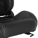 Fully Reclinable Black PVC Leather Bucket Racing Seat w/ Sliders - Driver Side Only