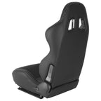 Fully Reclinable Black PVC Leather Bucket Racing Seat w/ Sliders - Driver Side Only