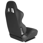 Fully Reclinable Black PVC Leather Bucket Racing Seat w/ Sliders - Passenger Side Only