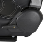 Fully Reclinable Black & Blue PVC Leather Bucket Racing Seat w/ Sliders - Driver Side Only