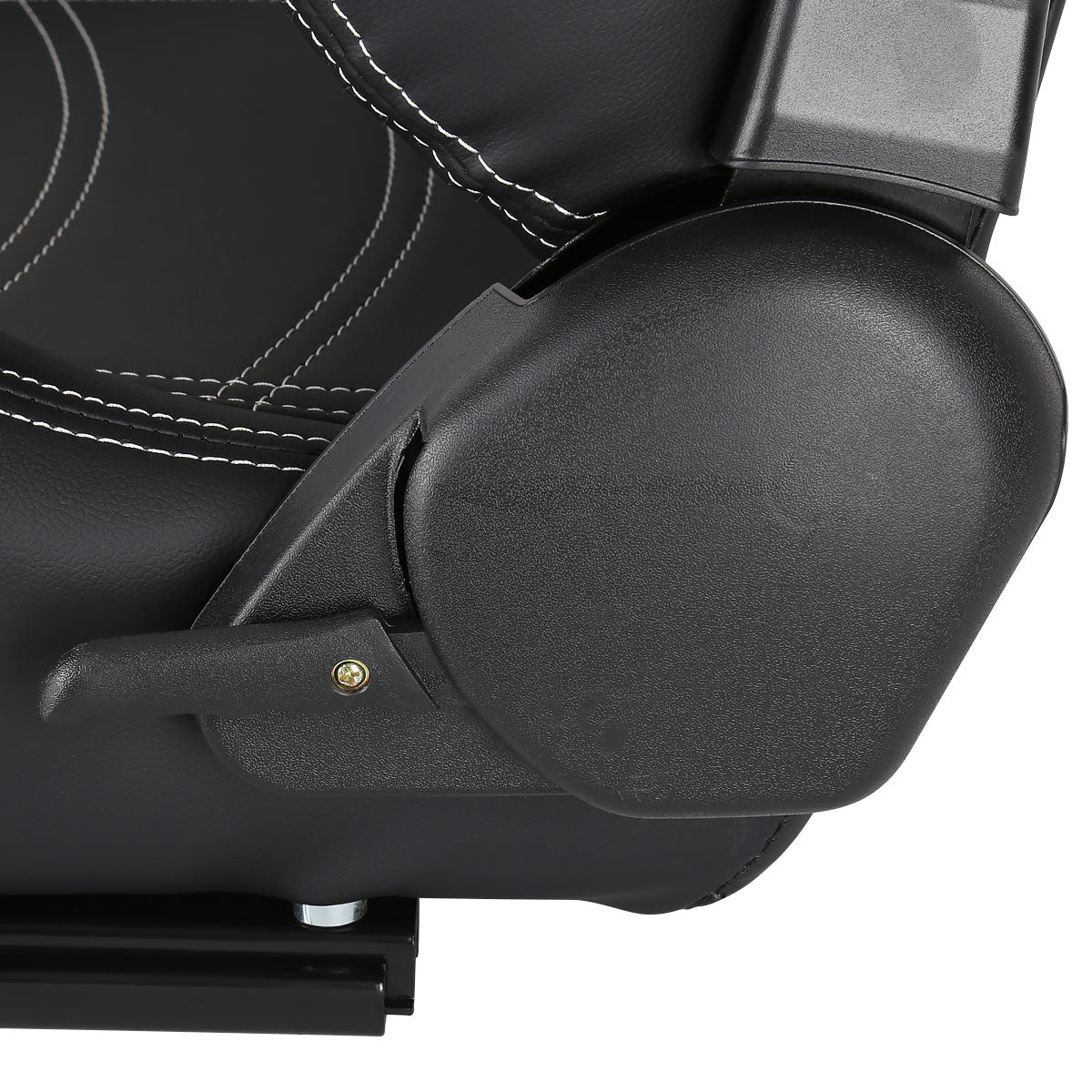 Fully Reclinable Black & Blue PVC Leather Bucket Racing Seat w/ Sliders - Driver Side Only