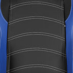 Fully Reclinable Black & Blue PVC Leather Bucket Racing Seat w/ Sliders - Passenger Side Only