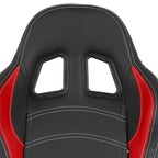Fully Reclinable Black & Red PVC Leather Bucket Racing Seat w/ Sliders - Driver Side Only