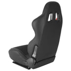 Fully Reclinable Black & Red PVC Leather Bucket Racing Seat w/ Sliders - Driver Side Only