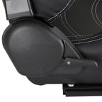 Fully Reclinable Black & Red PVC Leather Bucket Racing Seat w/ Sliders - Passenger Side Only