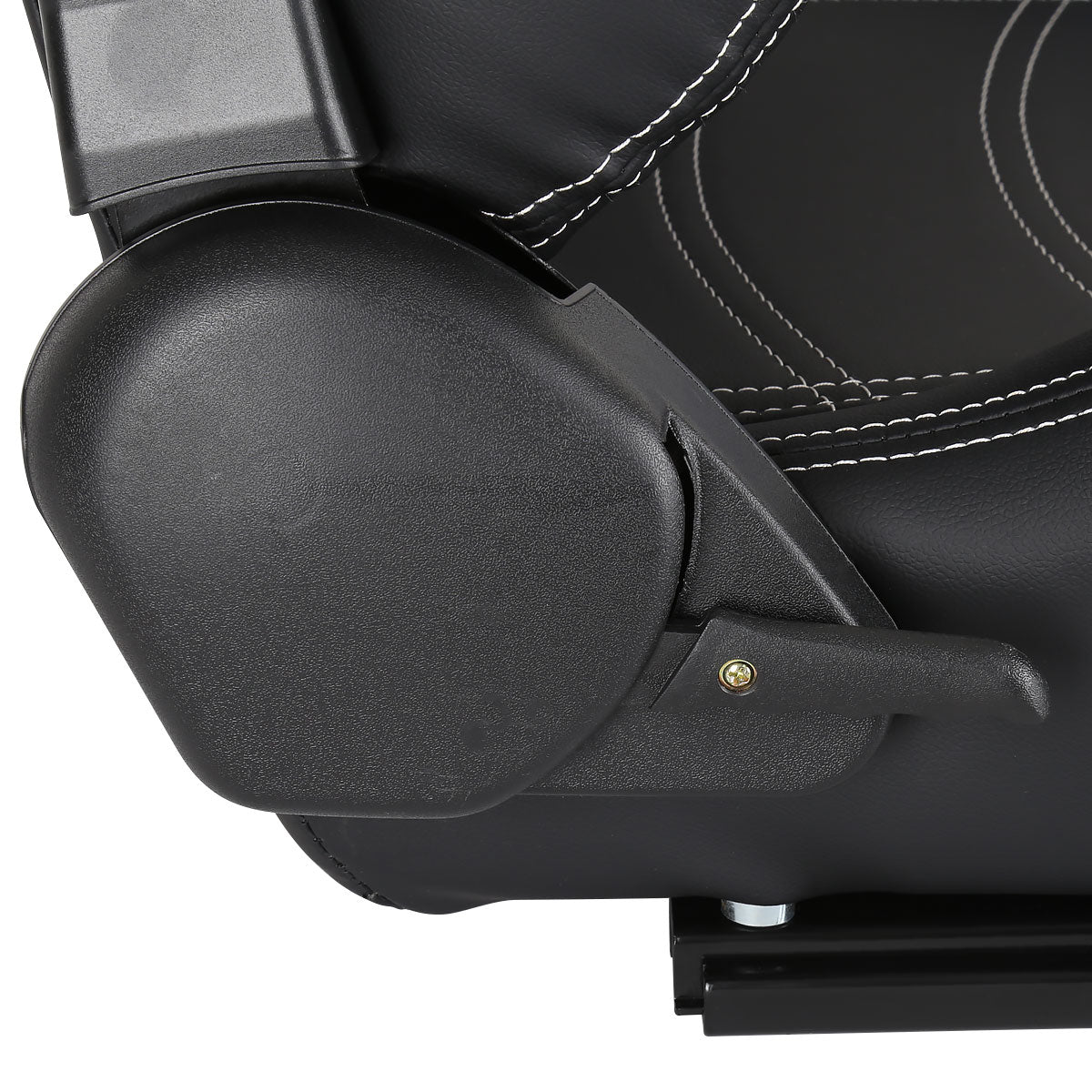 Fully Reclinable Black & Red PVC Leather Bucket Racing Seat w/ Sliders - Passenger Side Only