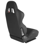 Fully Reclinable Black & Red PVC Leather Bucket Racing Seat w/ Sliders - Passenger Side Only