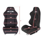 Fully Reclinable Black Cloth Bucket Racing Seat w/ Sliders - Driver Side Only