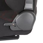 Fully Reclinable Black Cloth Bucket Racing Seat w/ Sliders - Driver Side Only