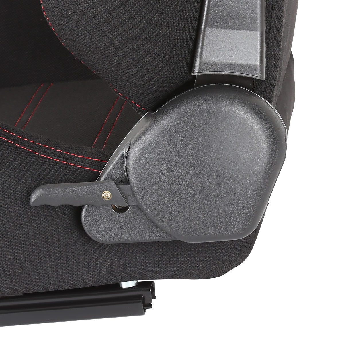 Fully Reclinable Black Cloth Bucket Racing Seat w/ Sliders - Driver Side Only