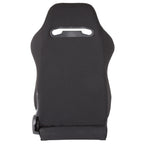 Fully Reclinable Black Cloth Bucket Racing Seat w/ Sliders - Driver Side Only
