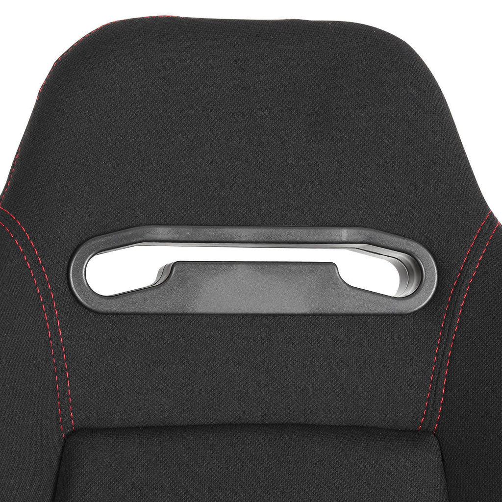 Fully Reclinable Black Cloth Bucket Racing Seat w/ Sliders - Passenger Side Only