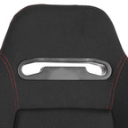Fully Reclinable Black Cloth Bucket Racing Seat w/ Sliders - Passenger Side Only