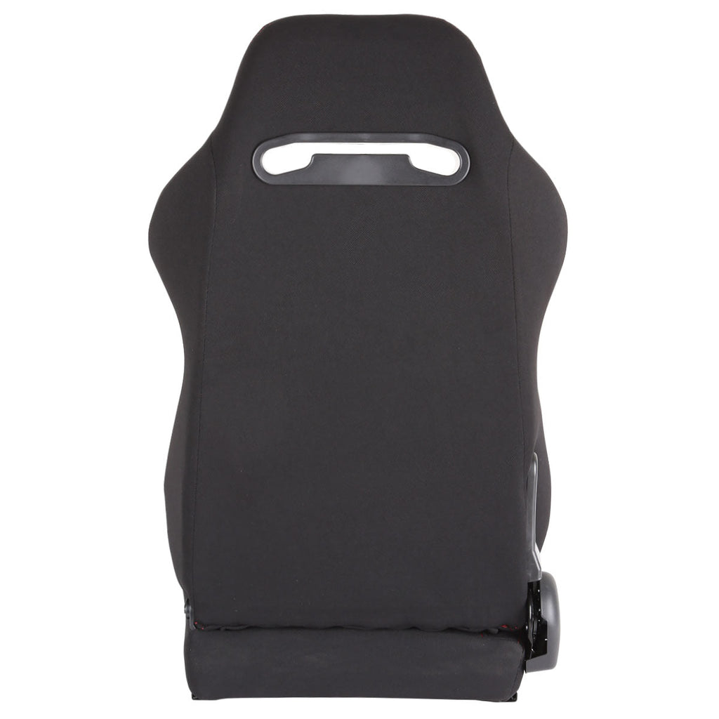 Fully Reclinable Black Cloth Bucket Racing Seat w/ Sliders - Passenger Side Only
