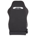 Fully Reclinable Black Cloth Bucket Racing Seat w/ Sliders - Passenger Side Only
