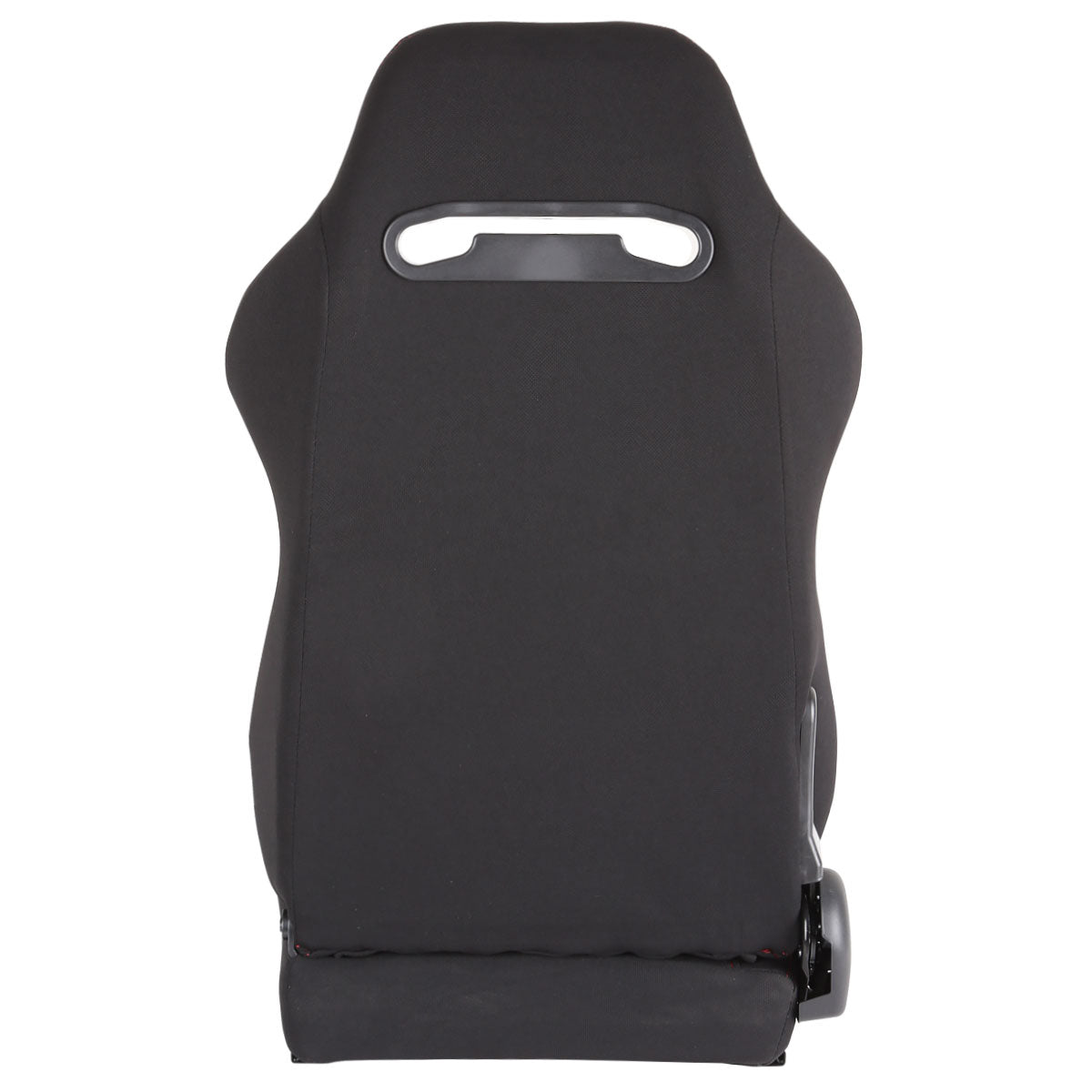 Fully Reclinable Black Cloth Bucket Racing Seat w/ Sliders - Passenger Side Only