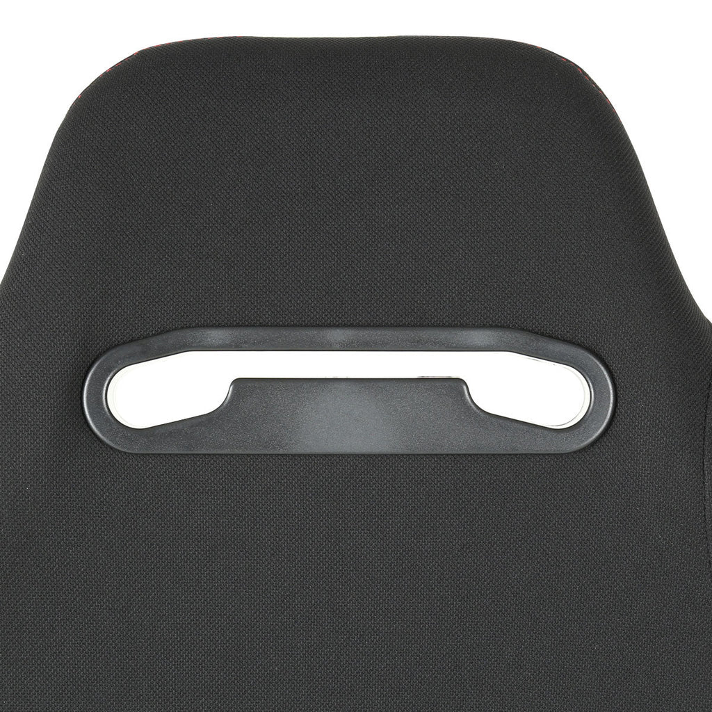 Fully Reclinable Black Cloth Bucket Racing Seat w/ Sliders - Passenger Side Only