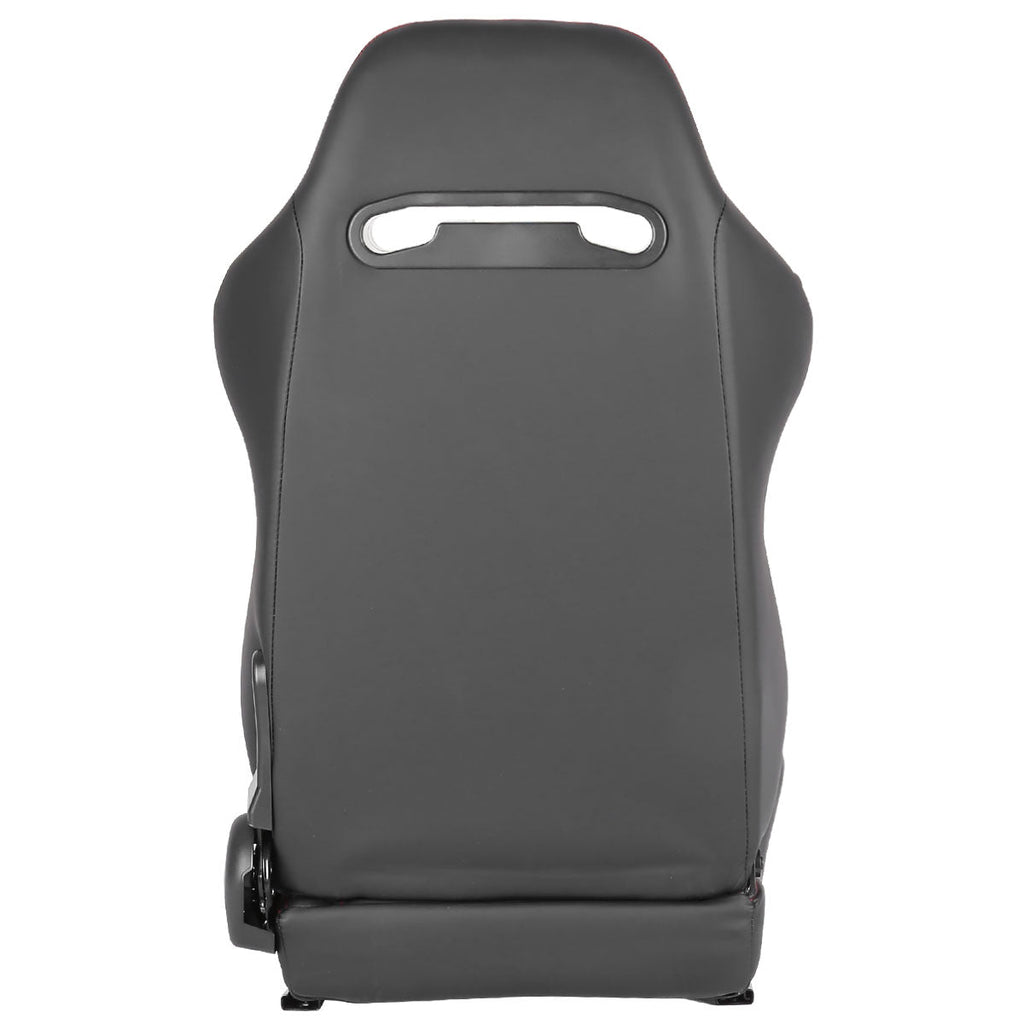 Fully Reclinable Black PVC Leather Red Stitch Bucket Racing Seat w/ Sliders - Driver Side Only