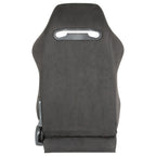 Fully Reclinable Black Suede Red Stitch Bucket Racing Seat w/ Sliders - Driver Side Only