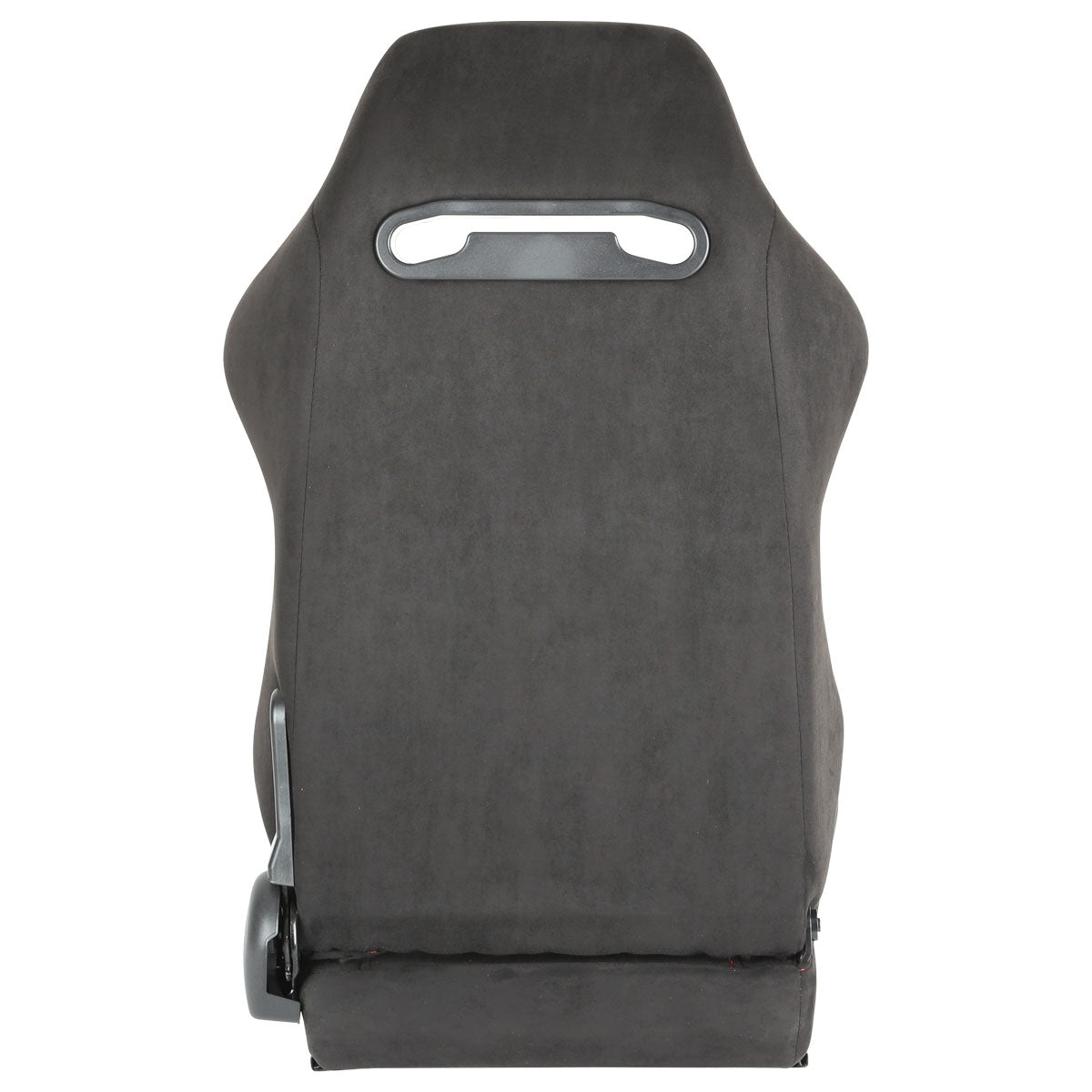 Fully Reclinable Black Suede Red Stitch Bucket Racing Seat w/ Sliders - Driver Side Only