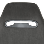 Fully Reclinable Black Suede Red Stitch Bucket Racing Seat w/ Sliders - Driver Side Only