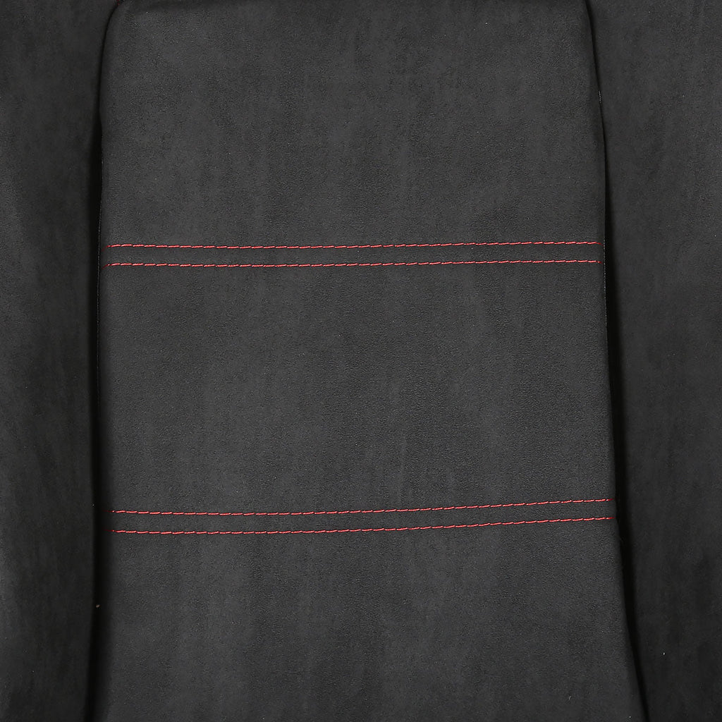 Fully Reclinable Black Suede Red Stitch Bucket Racing Seat w/ Sliders - Passenger Side Only