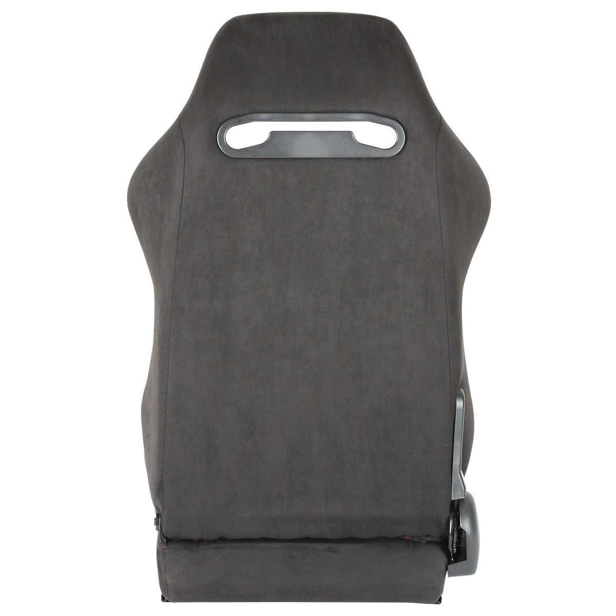 Fully Reclinable Black Suede Red Stitch Bucket Racing Seat w/ Sliders - Passenger Side Only