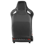 Fully Reclinable Black & Red PVC Leather White Stitch Bucket Racing Seat w/ Sliders - Passenger Side Only