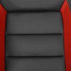 Fully Reclinable Black & Red PVC Leather Carbon Fiber Style Bucket Racing Seat w/ Sliders - Driver Side Only