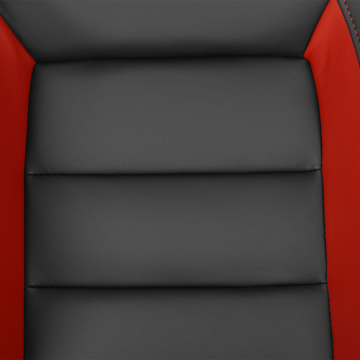 Fully Reclinable Black & Red PVC Leather Carbon Fiber Style Bucket Racing Seat w/ Sliders - Passenger Side Only