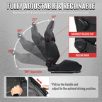 Universal Fully Reclinable Black PU Leather Suede Bucket Racing Seat w/ Sliders - Single Seat
