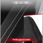 Universal Fully Reclinable Black Suede Silver Stitch High Bolster Bucket Racing Seat w/ Sliders - Single Seat