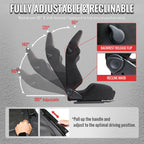 Universal Fully Reclinable Black Suede Red Stitch Bucket Racing Seat w/ Sliders - Single Seat