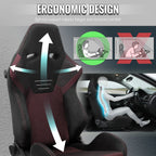 Universal Fully Reclinable Black Suede Red Mesh High Bolster Bucket Racing Seat w/ Sliders - Single Seat