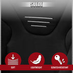 Universal Fixed-Back Black Suede Red Stitch Bucket Racing Seat w/ Sliders - Single Seat