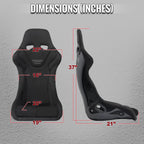 Universal Fixed-Back Black Suede Red Stitch Bucket Racing Seat w/ Sliders - Single Seat